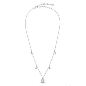 Ettika Dripping in Crystals Drop Necklace 18 inch Silver Plated Teardrop Pendant